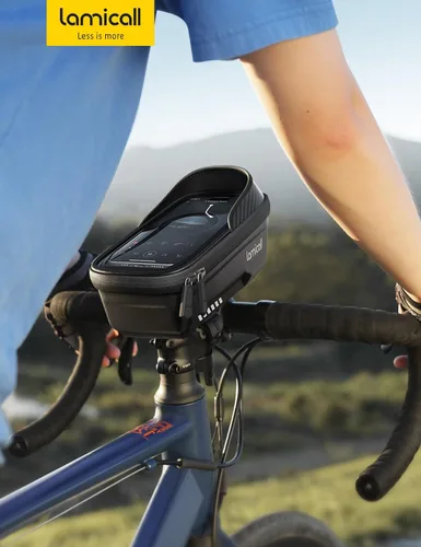 Miniatura 7 de Lamicall Paquete de 2 bolsas impermeables para marco de bicicleta, [versión 1s] [2 en 1], bolsa de teléfono para bicicleta, soporte para teléfono