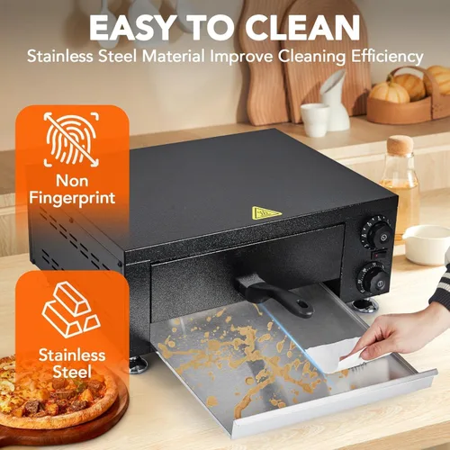 Miniatura 5 de Horno de pizza comercial de alta velocidad de 12 pulgadas 1100 W Acero inoxidable sellado con temporizador de 60 minutos para pizzería, camión