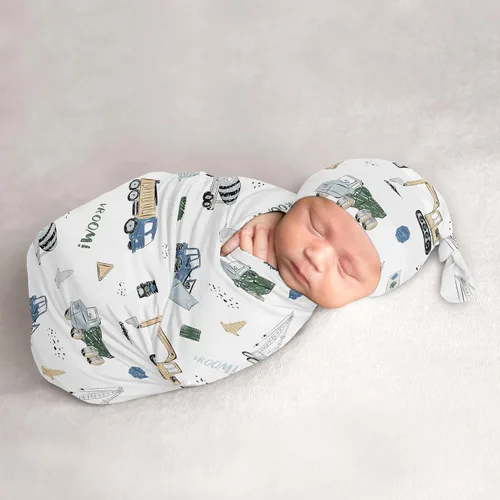 Miniatura 9 de Sweet Jojo Designs Juego de 2 gorros de béisbol para bebé, saco de dormir de punto elástico para bebé, recién nacido, saco de dormir, saco