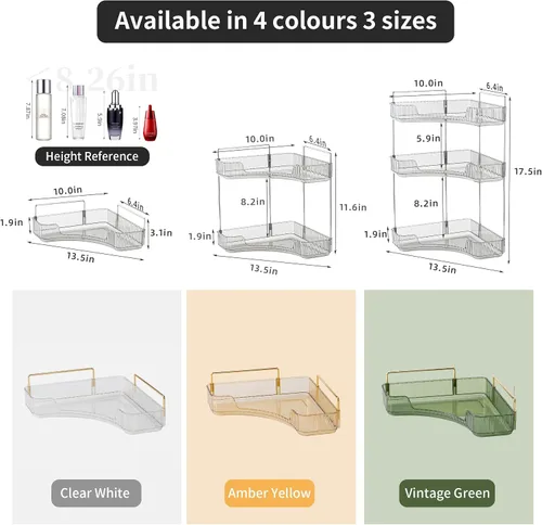 Miniatura 5 de YCIA&DONE Organizador de esquina para mostrador de baño, organizador de maquillaje para tocador, bandeja de perfumes cosméticos para el cuidado