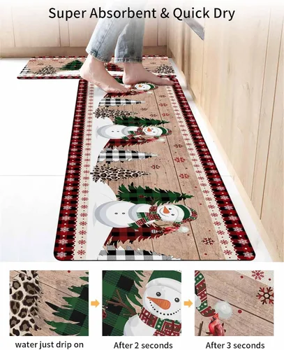 Miniatura 4 de Tapete de baño de muñeco de nieve de Navidad para bañera, tapete antideslizante de secado rápido y absorbente, de tierra de diatomeas, tapete