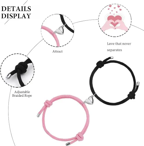 Miniatura 3 de Pulseras magnéticas para parejas, pulseras de atracción mutua, votos de amor eterno, pulseras de pareja ajustables, regalos de joyería expresan amor