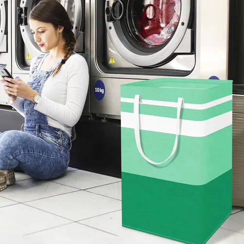 Miniatura 7 de Paquete de 4 Cestas de Ropa Plegables, Cestas de Ropa Grandes con Asas, Cesta de Ropa Impermeable, Cestas de Ropa Plegables para Organizador de Ropa