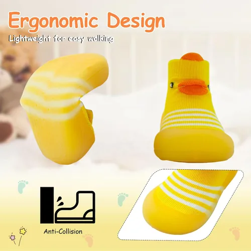 Miniatura 2 de Dexspoeny 1 Pair Baby First Walking Shoes, Baby Socks Shoes BoysGirls Walkers Shoes Non-Skid Slipper Shoes with Soft Rubber Sole Toddle Sneaker