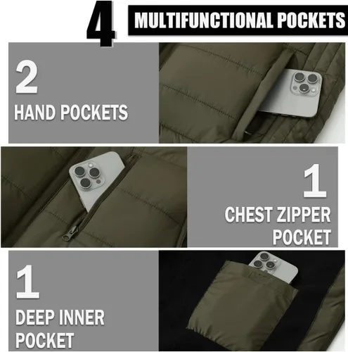 Miniatura 3 de Msmsse Chalecos de invierno para hombre, con forro polar, acolchado, casual, sin mangas
