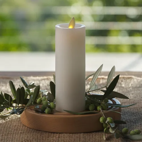 Miniatura 2 de Luminara Vela LED clásica delgada sin llama, blanca de 2 x 7.9 pulgadas, pilar de llama móvil con temporizador, vela de cera realista segura, Blanco