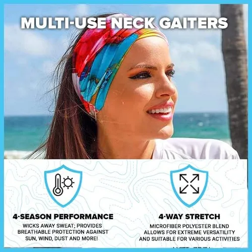 Miniatura 3 de S A Company Neck Gaiter 5 Pack Sun Protection Face Shield Multi Use Bandanas Stylish and Cool Design Face Mask Reusable