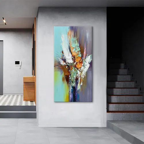 Miniatura 6 de zoinart Arte de pared 3D texturizado pintado a mano, 24 x 48 pulgadas, pinturas al óleo coloridas abstractas, arte de pared grande para decoración