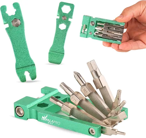 Miniatura 13 de IMPALAPRO Kit de herramientas de bicicleta portátil 20 en 1 compacto y ligero (4.14 oz) cromo-vanadio (CRV) - Multiherramienta para bicicleta