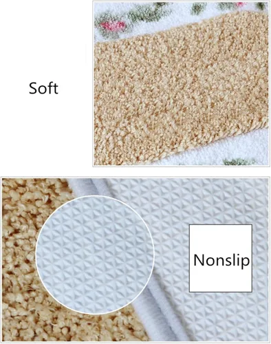 Miniatura 3 de Tapete de estilo rural con diseño floral, suave, antideslizante, bordado, ovalado, tapete para baño, ducha, dormitorio, sala de estar
