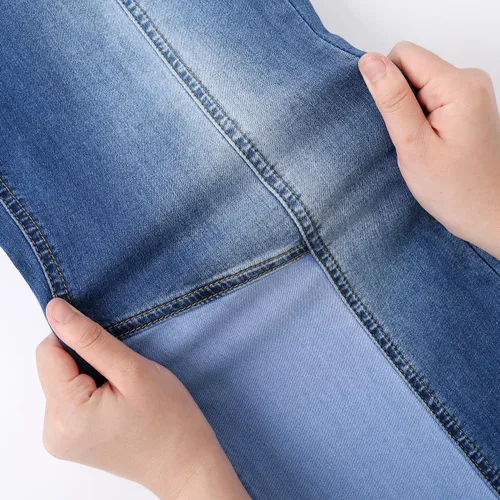 Miniatura 5 de vanberfia - Pantalones elásticos de cintura media para mujer, diseño retazos de mezclilla