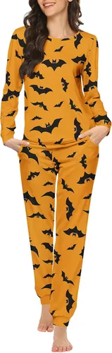Miniatura 7 de Ekouaer Conjunto de pijama de manga larga para mujer, ropa de dormir suave con cuello redondo y bolsillos