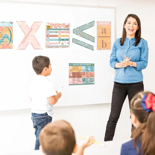 Miniatura 6 de Geyoga Juego de 15 pósteres educativos de matemáticas para el aula, símbolos, palabras clave, vocabulario, suma, sustracción, multiplicación