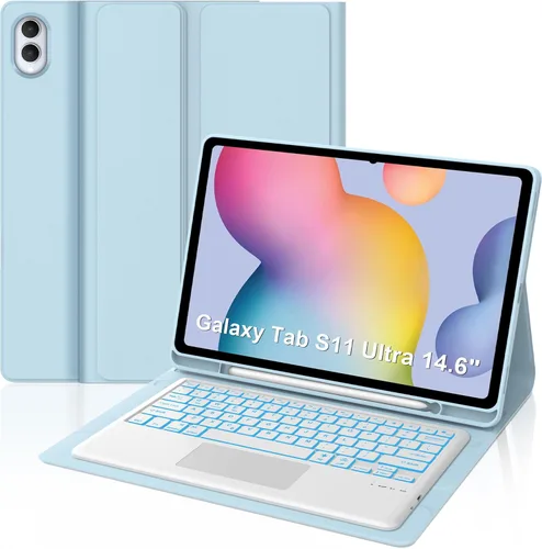 Miniatura 11 de for Samsung Galaxy Tab S11 Ultra 14.6 inch Keyboard Case, 7 Colors Backlit, Multi-Gesture Smart Touchpad, Detachable Bluetooth Wireless Trackpad
