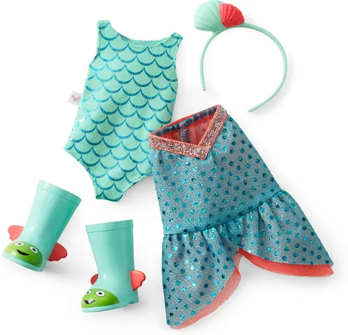 Miniatura 5 de American Girl WellieWishers - Muñeca Camille de 14.5 pulgadas con leotardo azul, falda de sirena, diadema y botas, para mayores de 4 años