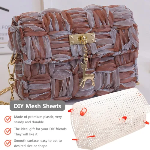 Miniatura 6 de EXCEART Juego de 12 hojas de lona de plástico para hacer bolsos, 15.7 x 14.4 in de malla resistente de plástico para manualidades, proyectos