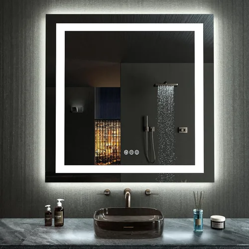 Miniatura 38 de LOAAO Espejo de Baño LED de 40"X32" con Luces, Antivaho, Regulable, Retroiluminación RGB + Iluminación Frontal, Espejo de Tocador de Baño