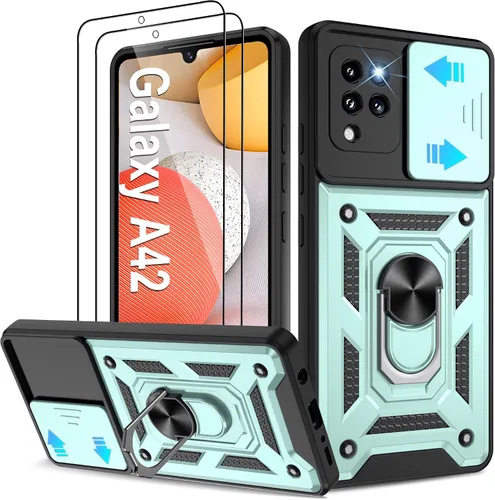 Miniatura 32 de ATUMP Funda para T-Mobile Revvl V Plus 5G con protector de pantalla HD con cubierta de cámara deslizante, soporte de anillo de rotación de 360° Negro