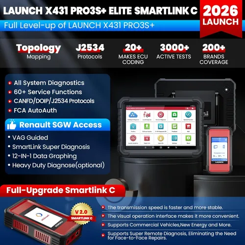 Miniatura 2 de LAUNCH X431 PRO3S+ Elite, herramienta de escaneo bidireccional todo en uno 2026 con protocolos J2534, escáner de camiones HD, mapa de topología