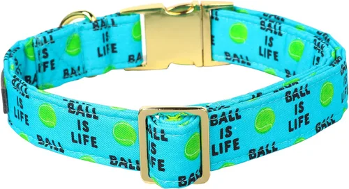 Miniatura 5 de Collar para perro Lionet Paws, cómodo y ajustable, collar lindo con hebilla de metal para perros machos y hembras, patrón de pelota de tenis, Tennis
