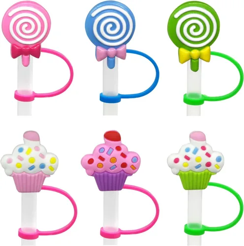 Miniatura 2 de 6 fundas de silicona para pajilla, tapas de pajilla, tapones reutilizables para pajilla, tapones de paja de silicona, fundas para popote de Cubierta