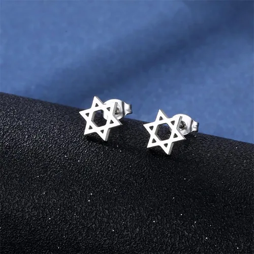 Miniatura 3 de RUIZHEN Gargantilla de acero inoxidable con estrella de David para niñas