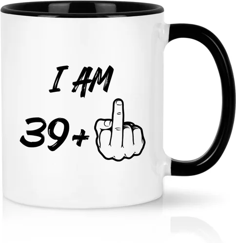YHRJWN - Regalos de cumpleaños número 40 para mujeres y hombres, taza de café I Am 39 Plus, regalos divertidos de cumpleaños para amigos, compañeras
