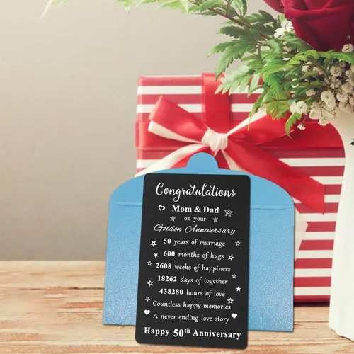 Miniatura 6 de ENGZHI Tarjeta de regalo del 50 aniversario para padres – Felicitaciones mamá y papá por tu aniversario de oro – Feliz quincuagésimo aniversario
