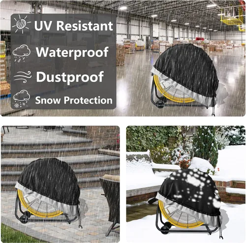 Miniatura 7 de Bitubi Cubierta de ventilador de tambor industrial, fundas impermeables para ventilador de exterior, compatible con ventilador de tambor industrial