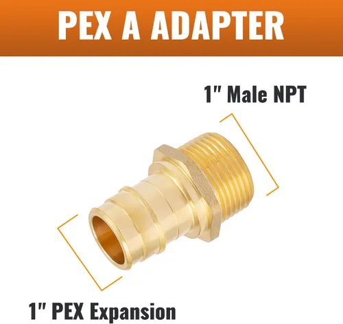 Miniatura 2 de SUNGATOR Paquete de 2 adaptadores Pex A de expansión de 1 x 1 pulgada macho NPT de latón sin plomo, ASTM F1960 solo para tubos Pex-A