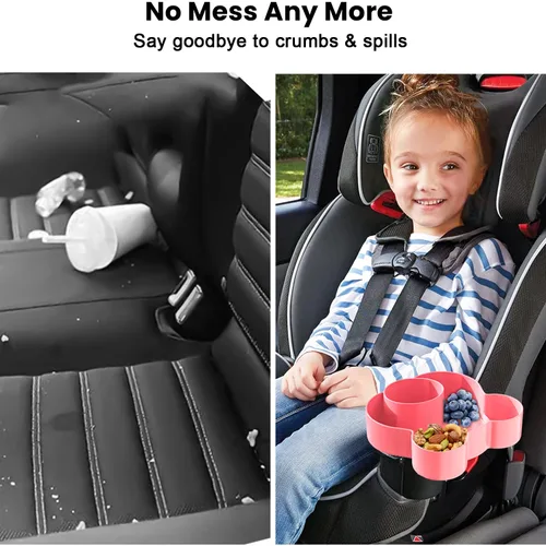 Miniatura 2 de Bandeja para asiento de automóvil – Convierte el portavasos en una bandeja para aperitivos, juguetes, giratoria 360 grados para que los niños