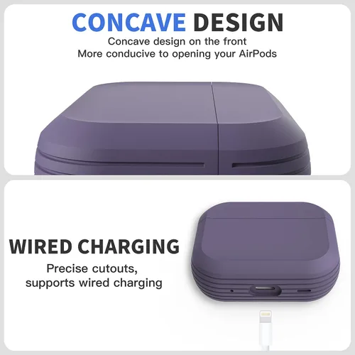 Miniatura 3 de Funda resistente para AirPods Pro 2, a prueba de golpes, funda protectora para Apple AirPods Pro de 2ª generación, lanzada en 2022 (morado profundo)