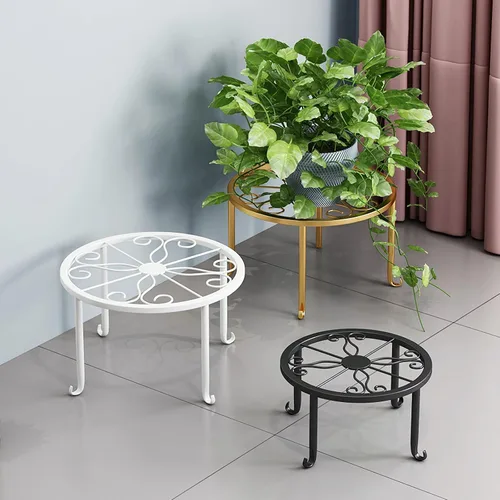 Miniatura 6 de Tosnail Paquete de 4 soportes de metal para plantas, estante de soporte para macetas, soportes para macetas, soporte para macetas de hierro