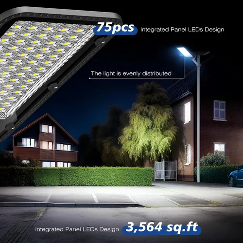 Miniatura 2 de Luces Solares de Calle de 12000W para Exteriores - Luces Solares de Estacionamiento Comercial de 6500K del Anochecer al Amanecer, Luz Solar LED