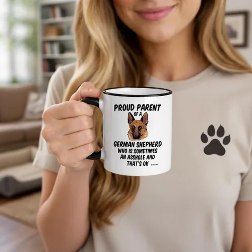 Miniatura 2 de Casitika Regalos de pastor alemán. Taza de café Shepard de 11 onzas. Orgulloso padre de un pastor alemán que a veces es un agujero y está bien.