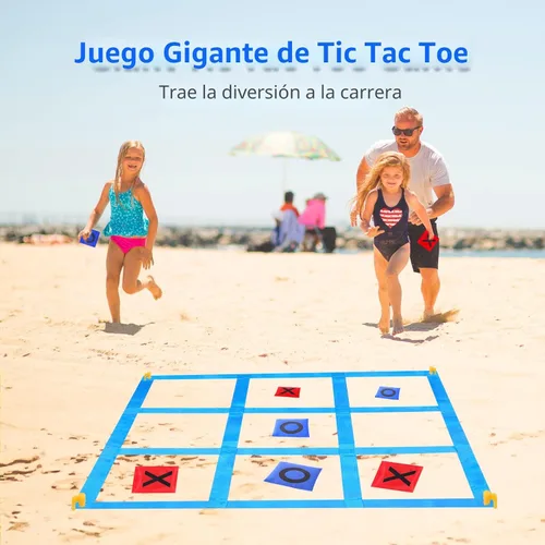 Miniatura 3 de CWLAKON Juego de Lanzamiento de Pufs Gigante al Aire Libre Tic Tac Toe para Niños, Adultos y Familia, Gran Juego de Patio al Aire Libre para Césped