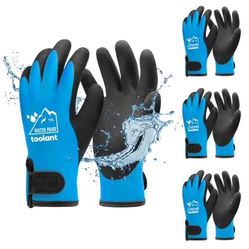 Miniatura 9 de Guantes impermeables para hombres y mujeres, guantes para congelador con agarre, doble recubrimiento de nitrilo para repelente extremo al aceite