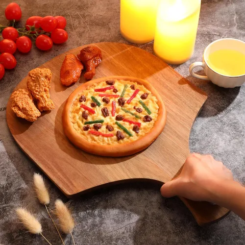 Miniatura 4 de Roshtia 12 piezas de 17 x 12 pulgadas de madera para hacer paletas de pizza con asa, tabla de cortar colgante, espátula, paleta para pan, queso