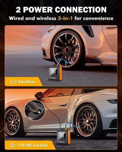 Miniatura 5 de AUXBEAM H4Pro - Inflador de neumáticos portátil, compresor de aire portátil, 150 PSI, 2 en 1, recargable, 5200 mAh, inflador de neumáticos portátil
