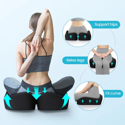 Miniatura 3 de Benazcap Cojín de asiento de espuma viscoelástica para silla de oficina, cojines ergonómicos para aliviar el dolor de coxis, ciática y respaldo