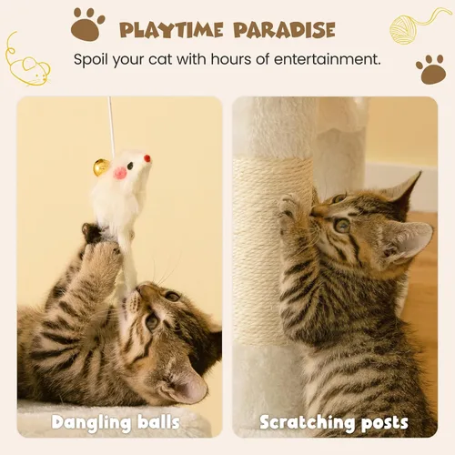 Miniatura 8 de MWPO - Árbol para gatos, multiestructura para gatos grandes con postes rascadores de sisal, plataforma acolchada, hamaca y condominio, torre Beige