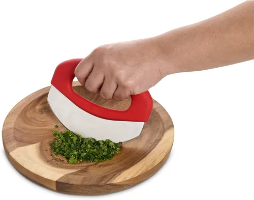 Miniatura 7 de HIC Kitchen Picador de hierbas para ensalada de agarre suave, hoja de acero inoxidable con cubierta de hoja de seguridad
