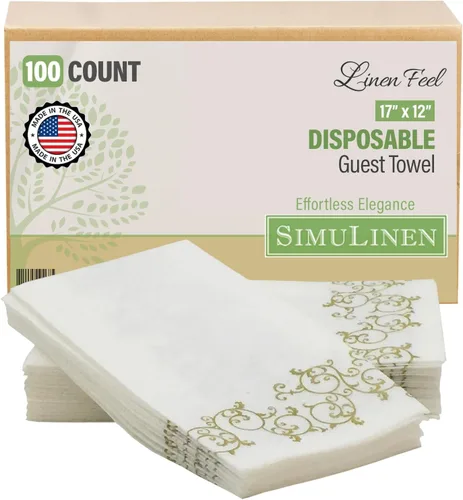 Miniatura 17 de SimuLinen Toallas de mano desechables de jardín azul con flores para baño, toallas para invitados de un solo uso con tacto de lino, papel de seda