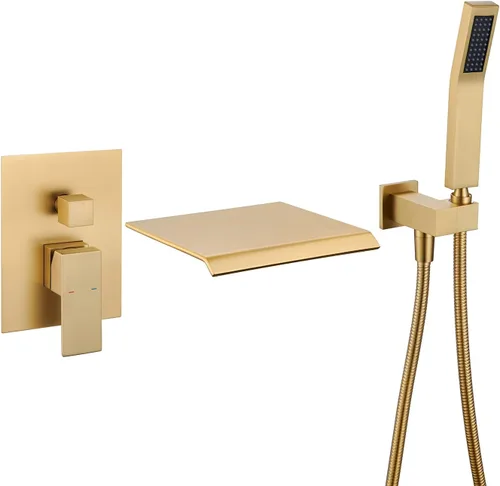 Miniatura 8 de Wowkk Grifo de Bañera de Montaje en Pared Relleno de Bañera Cascada Grifo de Bañera Bronce Aceitado Relleno de Bañera de Latón Grifo de Bañera