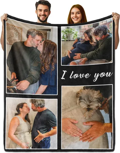 Miniatura 9 de PUREFLY Manta personalizada con fotos de texto, mantas personalizadas regalos para esposa, novia, cumpleaños, aniversario, boda, San Valentín, Foto