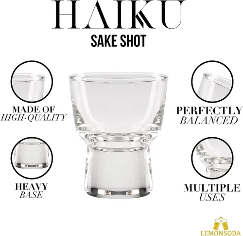 Miniatura 6 de LEMONSODA Haiku - Juego de vasos de chupito de sake, vasos de chupito de cristal de 2 onzas para sake, tequila, whisky, vodka, ginebra – Ideal