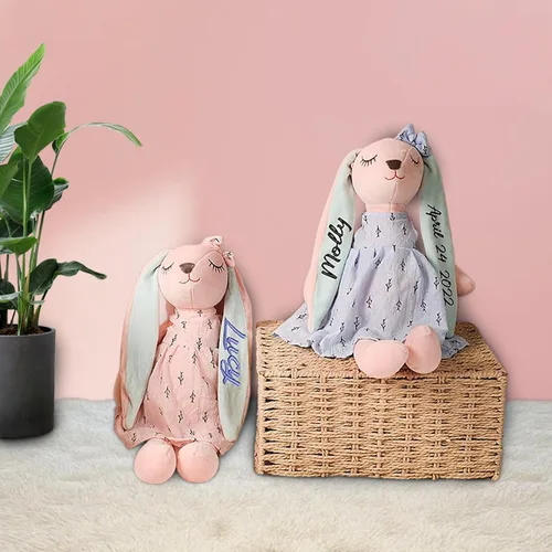 Miniatura 4 de Dyoart Conejo de Pascua personalizado con nombre, juguete de peluche bordado hecho a mano, regalo de Pascua personalizado para bebés y niñas