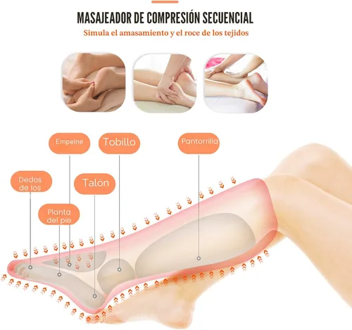 Miniatura 5 de FIT KING Masajeador de piernas y pies por compresión de aire con calor para circulación y alivio del dolor Útil para piernas hinchadas, edema, RLS