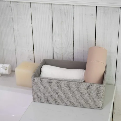 Miniatura 7 de LA JOLIE MUSE Juego de 4 Cestas de Almacenamiento - Cesta Tejida Apilable de Cuerda de Papel, Contenedor, Cajas de Almacenamiento para Maquillaje