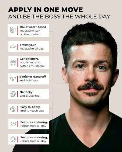 Miniatura 2 de Bossman MUDstache - Cera para bigote sin perfume para hombres (1 onza), fuerte retención de 24 horas, no pegajosa y fácil de aplicar para domar